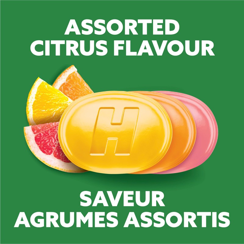 HALLS Vitamin C Assorted Citrus Flavour Supplement Drop Lozenges, Throat