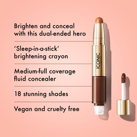 ICONIC LONDON Radiant Concealer & Brightening Duo | Creamy Liquid + Brightening Crayon Dual Ended Concealer, Cruelty Free, Vegan Makeup (Neutral Rich) 0.08 oz