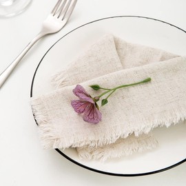 CHUQING Cloth Napkins White Cotton Napkins with Fringe Handmade Napkin Cloth for Dinners, Parties, Weddings 18 x 18 Inch Set of 4