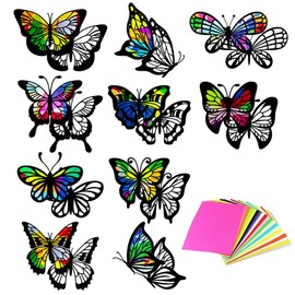 ORIGACH 40 PCS Butterfly Suncatchers Tissue Stained Glass Effect Paper Catchers for Window Art Classroom Craft Decor Creative Project