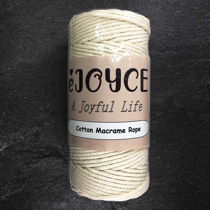 eJoyce 3 mm x 109-yards Macrame Cord Natural Soft Cotton