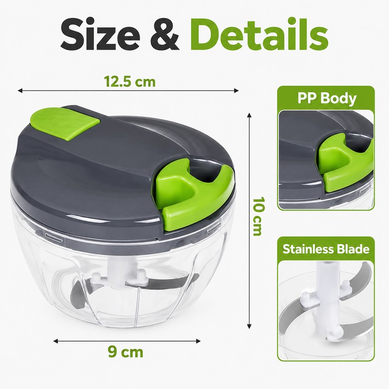 Manual Garlic Chopper for Food Prep - Pull-String Vegetable Mincer