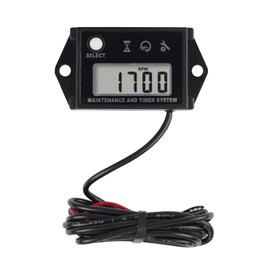 Runleader Digital Hour Meter Tachometer for small engine, Maintenance Reminder, Max RPM Recall, User Shutdown, Use for ZTR Lawn Mower Generator Marine Outboard ATV and Gas Powered Equipment(Black)