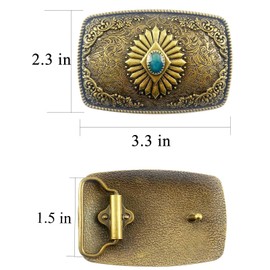 TOPACC Western Belt Buckles for Men Women Cowgirl Cowboy Turquoise Rodeo Mens Replacement Buckle 1.5 Inches Novelty Belt Buckle