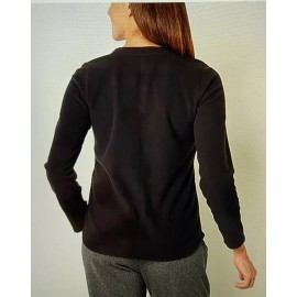St. John's Bay St Johns Bay Women's V-neck Long Sleeve Fleece Top~Black~Larg