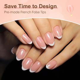 Stick on Nails- ZAHRVIA Nail Tips Short Ellipses French Fake Nails Stick on Nails for Women Girls Nail Art French False Nails Short, 120Pcs Nude Soft Gel Press On Nails (French-Short Ellipses)