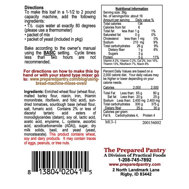The Prepared Pantry Tuscany Tomato Basil Bread Mix; Single Pack;