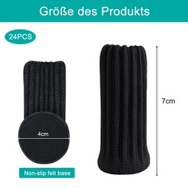 Chair Socks, Pack of 24 Chair Leg Caps, 7 x 4 cm, Chair Leg Protectors, Chair Leg Socks, Chair Socks, Cuff for Furniture, Table, Avoid Scratches and Noises (Black)