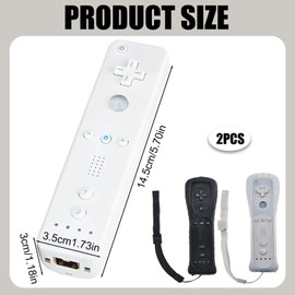 2x Wii-Fernbedienung, Gamecontroller Wii Controller Wireless Remote Bewegungssensor Vernbedinung Ersatz Gamepad Controller für Wii und Wii-Konsole, mit Silikonhülle und Handschlaufe (weiß schwarz)
