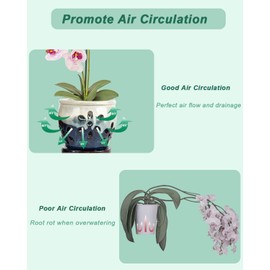 4 Inch Ceramic Orchid Pots with Holes and Saucers - 2 Pcs Small Ceramic Orchid Planter Pots for Repotting, Plant Garden Pots for Orchid Indoor and Outdoor Promotes Air Circulation (Blue, Blue Mixed)
