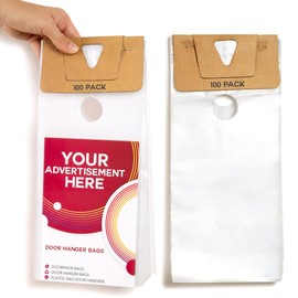 Door Hanger Bags 6” x 12” - Waterproof and Secure 100 Pack Perfect Display for Your Advertisement Plastic Door Hanger Bags