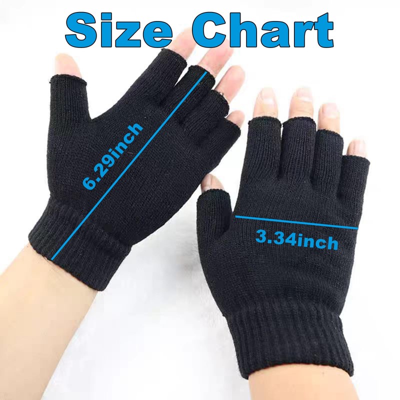 COCELERYRE 4 Pairs Winter Half Finger Gloves Warm Fingerless Gloves