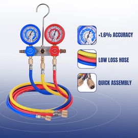 BACOENG AC Gauge Set for R32 R410a, A/C Refrigerant Recharge Kit HVAC Manifold Gauge Set with 5FT Hoses and R410a Adapters