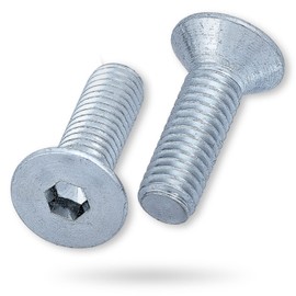 HEXATON Countersunk Hex Socket Screws - M6 x 20mm - Pack of 100 - Full Thread - Zinc Plated Steel - Cylindrical Machine Screws