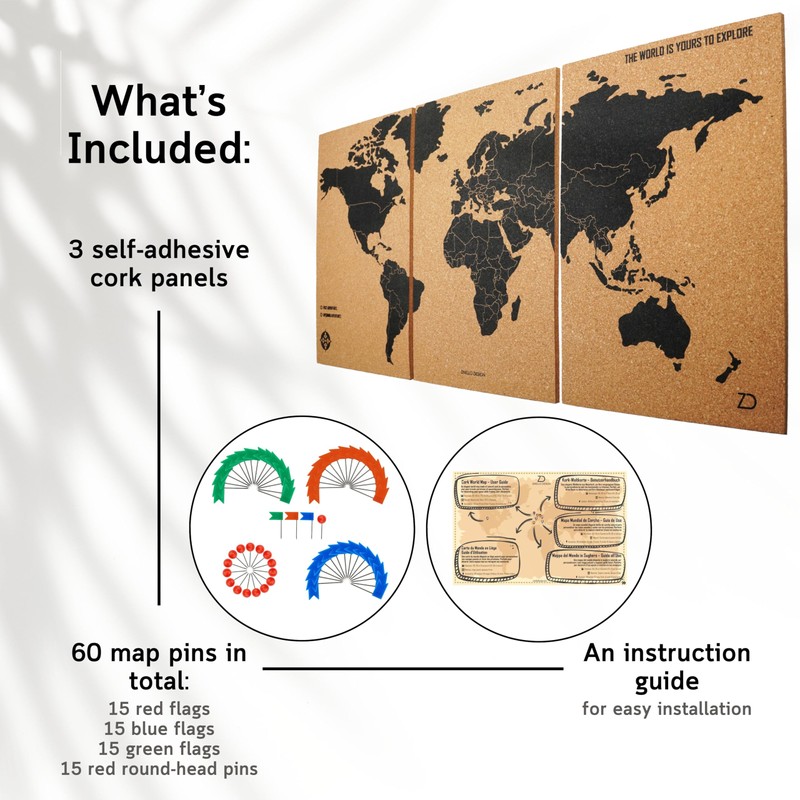 Zinello Design – Cork World Map – Wall Decoration Picture