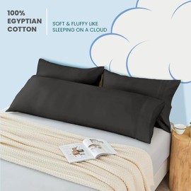 The Sky Bedding Body Pillowcase – 500 Thread Count Egyptian Cotton Long Body Pillow Cover with Zipper Closure – Soft, Breathable & Durable Pillow Protector (Dark Grey, 20X54 Inch)