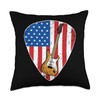 Vintage Retro Rock American Flag Guitar Pick Musician Throw Pillow