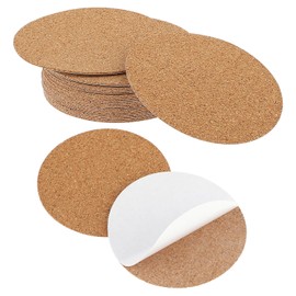 Gjinxi Self Sticky Cork Coasters 20Pcs Round Cork Sticker Peel Padding Ceramic Backing Sheets Pads Sticky Cork Craft Supplies Fit Wall, Mat, Tiles, Ceramic Coasters, DIY, Glass, Cup