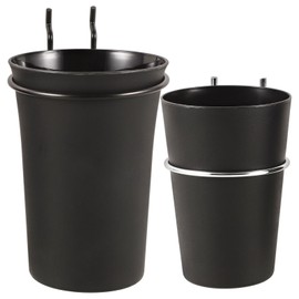 Tofficu 2pcs Multi-Functional Pegboard Cup Holders with Hooks, Ideal for Garage Organization and Office Essentials, Durable Plastic Bins for Tool Storage and Crafting, Pegboard Cups with Loop (Black)