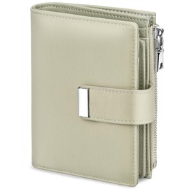 Faneam Women's Small Leather Purse Large Capacity Purse RFID Protection 12 Card Slots and Zip Coin Pocket, light green, Classic