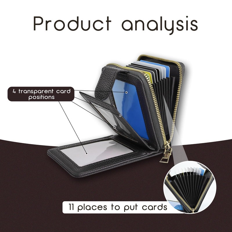 AfitLulu Men's Faux Leather Driving License Wallet with 4 Transparent