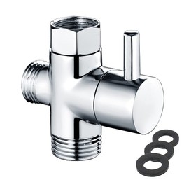 Shower Diverter Valve, G1/2 Inch Brass Shower Arm Shut-off Valve Replacement, 3 Way Water Diverter Valve for Wahing Machine (Silver)