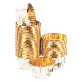 sourcing map 100 Pcs Single-Sided Aluminum Foil Cupcake Liners, Greaseproof Muffins Baking Cupcakes for Wedding Birthday Party Decoration, Coffee (Round-Pattern)