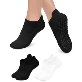 Wayfurr Grippy Pilates Grip Socks for Women – Non-Slip Yoga & Gym Socks, Ideal for Pilates Reformer & Barre (2/3/5 Pairs) (CA/US, Numeric, 5, 10, Regular, Regular, Black+White)
