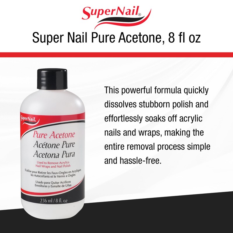 Supernail Pure Acetone Nail Polish Remover - Professional Strength for