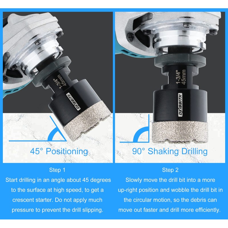DKIBBITH 1-3/4'' Diamond Hole Saw, Vacuum Brazed Core Bit for
