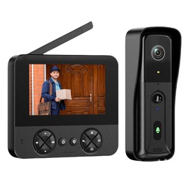 Kabellose Türklingel Kamera mit Monitor, 4,3 Zoll Drahtlose Video Türklingel,110° Betrachtungswinke,1080P kabellose Türklingel mit Zwei-Wege Video,Nachtsicht,lPIR-Bewegungserkennung,kein WLAN/App/ABO