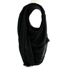 Ladies Fashion Big Large Maxi Long Wide Plain Viscose Scarf Hijab Shawl Wrap Sarong (Black)