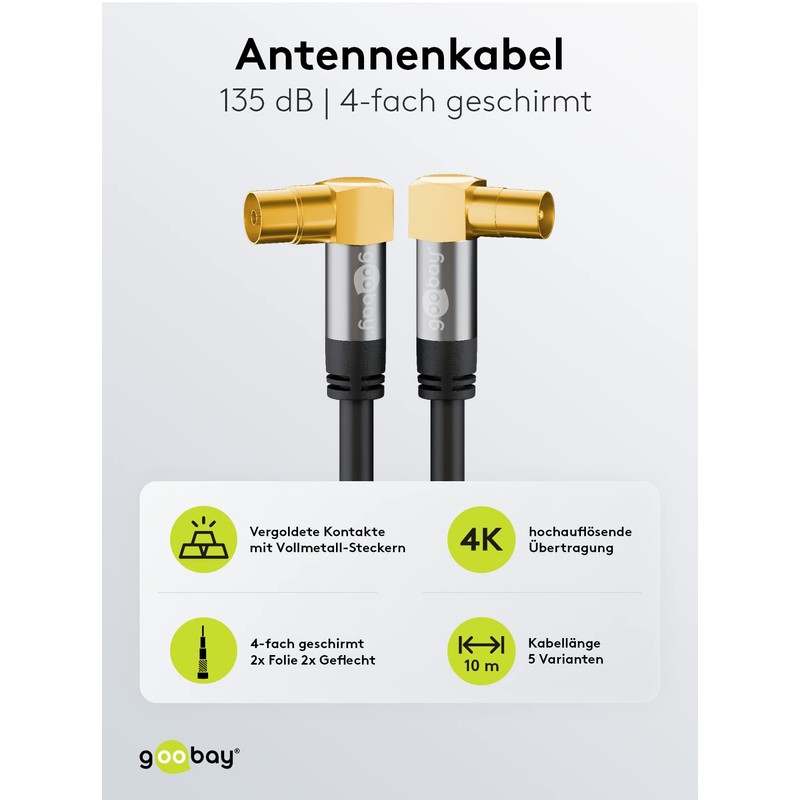 Goobay TV Antennenkabel 90 St/Bu SW 10