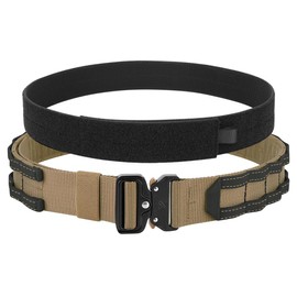 KRYDEX Cinturón de liberación rápida Rigger Molle de 1.75 pulgadas interior y exterior táctico resistente, Coyote Brown+black, Medium