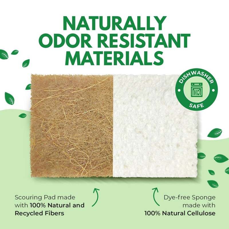 AIRNEX Natural Kitchen Sponges Pack of 20 - Biodegradable Cellulose