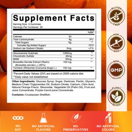 Vitamatic Extra Strength Glucosamine Chondroitin Gummies with MSM, Turmeric & Boswellia – 60 Pectin-Based Gummies Advanced Joint Support Formula – Sugar-Free, Non-GMO, Gelatin-Free