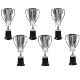 Beistle 6 Piece Plastic Trophy Cups Sports Tournaments, Competitions and Party Favors-Awards Night Movie Theme Decorations, 8.5", Silver/Black