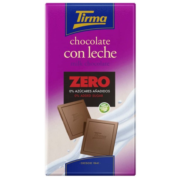 Tirma Zero No Sugar Added Milk Chocolate Bar 125g | Diabetic Friendly | Gluten Free Chocolate | Snack No Added Sugars | Vegetarian | Natural Ingredients