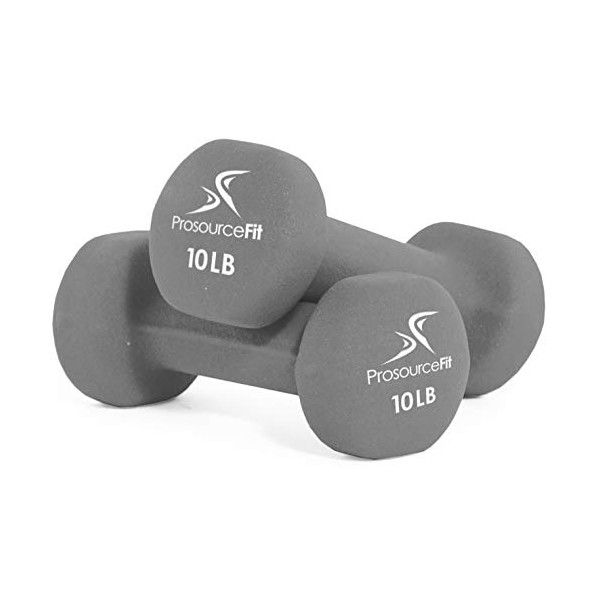 ProsourceFit Set of Two Neoprene Dumbbells, Grey, 10 pounds