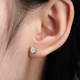 Solid 925 Silver Moissanite Stud Earrings 1.0ct D Color VVS1 Clarity Diamond Created Stud Earrings for Women Men Mothers Day Valentine's Day Engagement Gifts, Sterling Silver, Moissanite