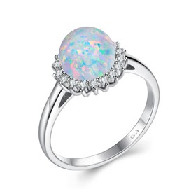 Opal Ring 925 Sterling Silver Gold Plated promise rings for her Rings Christmas Birthday Party Jewelry For Women Gifts Size 6 7 8 9 10 weinuo, 7, Crystal, Created Opal