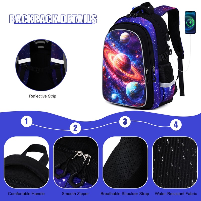 Jafeton Kids Backpack for Boys,3D Reflective Gaming School Backpack with