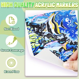 LET'S RESIN Acrylic Paint Markers Brush Tip 72 Colors,Automatic Ink Control Acrylic Paint Pens,No Bleed & Good Coverage Acrylic Markers for Coloring Books,Rock Painting,Canvas,Ceramic,Wood
