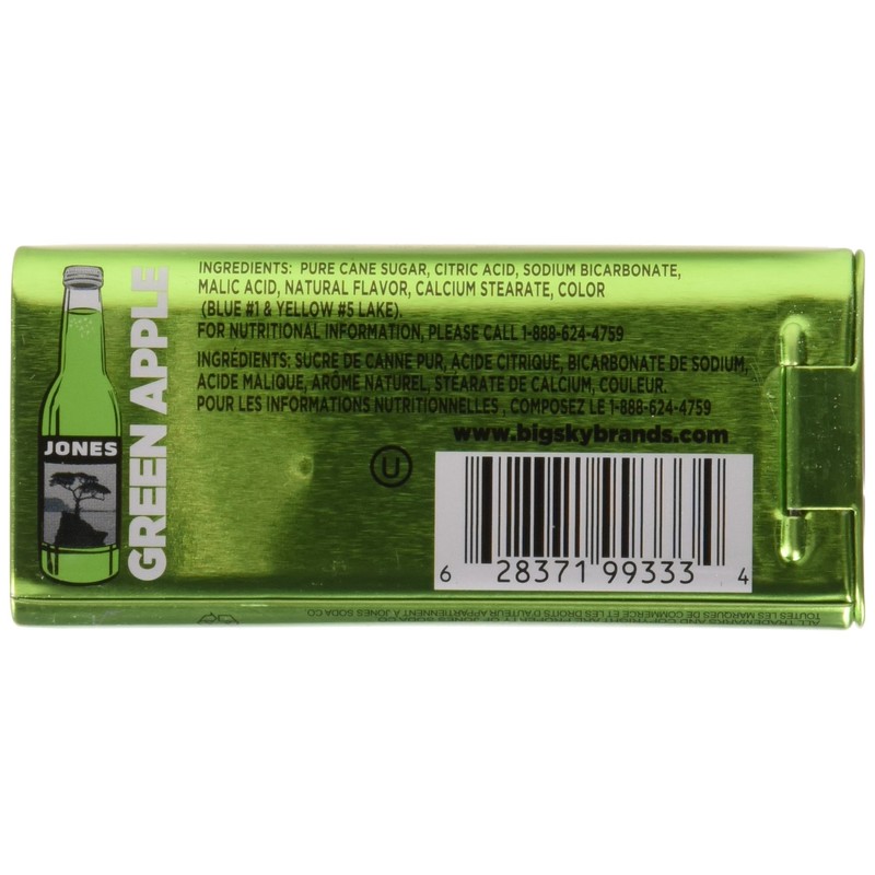 JONES Soda Carbonated Candy, Green Apple, Pack of 8