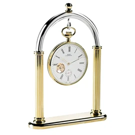 Pocket Watch Display Stand Full Arch Two Tone Metal Holder for Pocket Watches, Antique Clocks, & Collectibles (Chrome-Brass Two Tone- Watch Not Included)