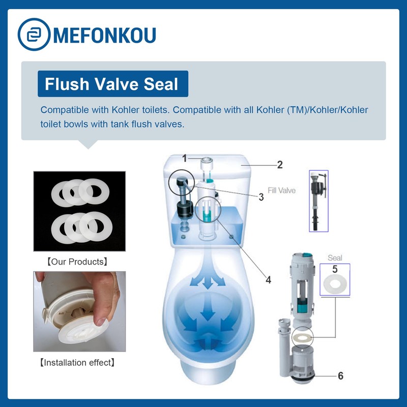 MEFONKOU 1131496 Flush Valve Canister Seal Gasket for Kohler Toilet