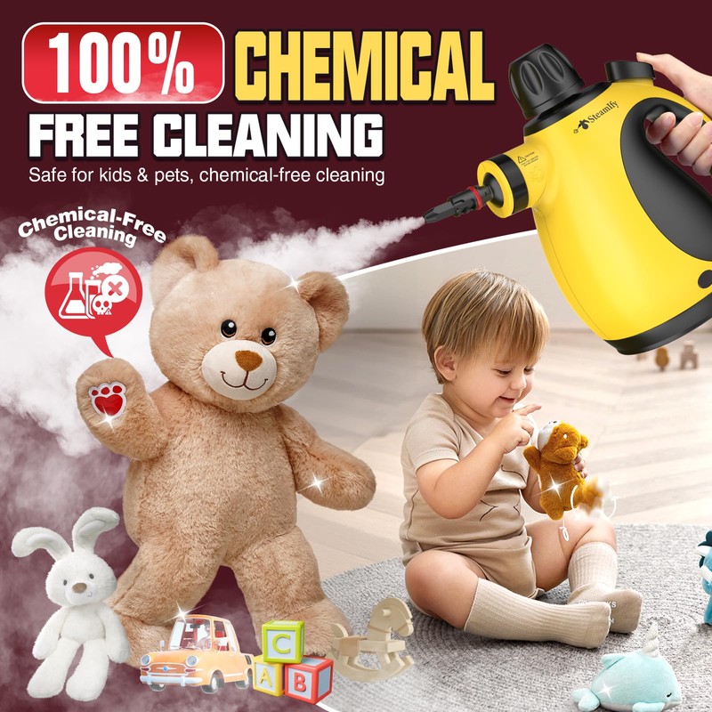 STEAMIFY Pressurized Handheld Steam Cleaner for Home, Multi-Surface Steamer with