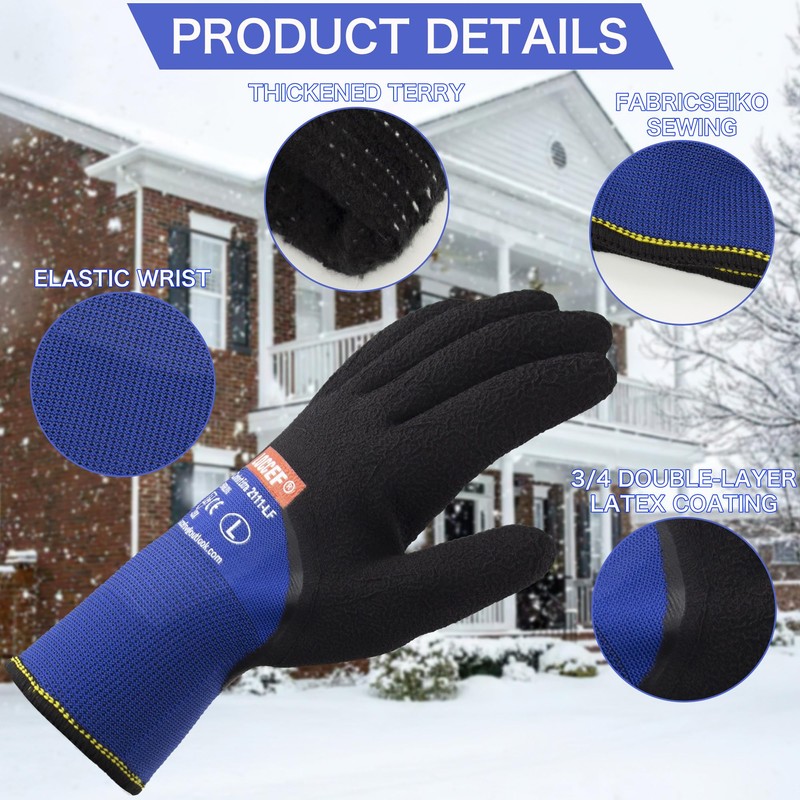 LOCCEF 2 Pairs Winter Work Gloves for Men and Women,