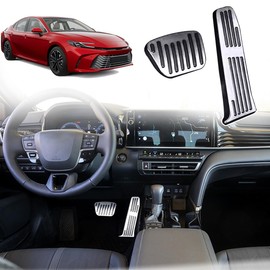 XYHGM Aluminum Alloy Pedals Cover for Toyota Camry 2025 Non-Slip Auto No Drilling Aluminum Brake and Accelerator Pedal Covers 2PCS（Silver）