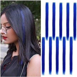 Hair Extension Clips 10pcs in White 20 Inch Straight Hair Synthetic Fiber Hairpieces for Party